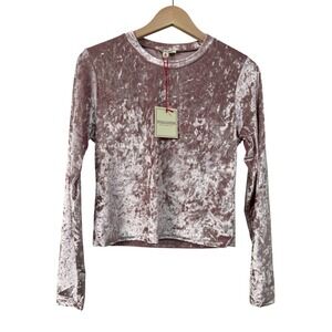 Rolla‎ Coster Pink Crushed Velvet Long Sleeve Top Y2K Party Glam Size M NEW